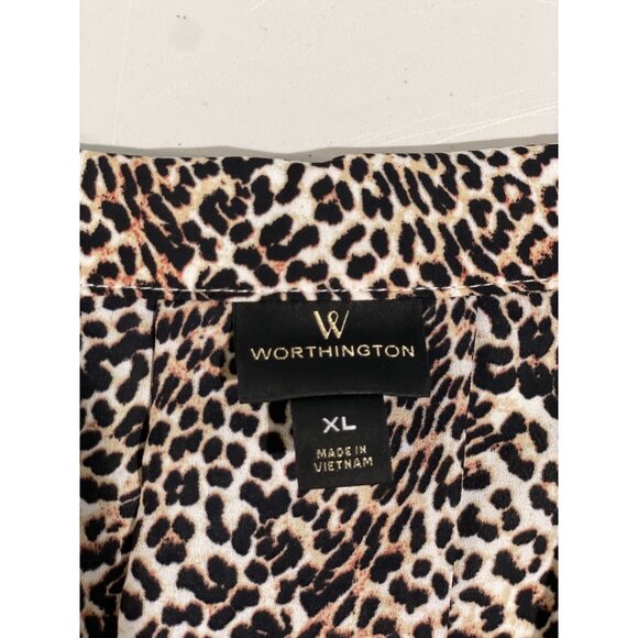 Worthington Womens Leopard Print Button-Front XL - Picture 9 of 14
